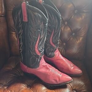 Vibrant Pink and Black Cowboy Boots